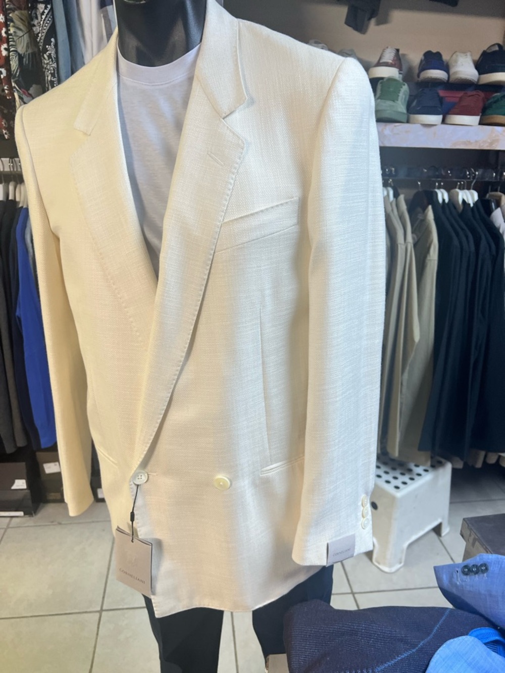 CORNELIANI Suit Jacket Blazer Cotton Virgin Wool and Silk Made in Italy
